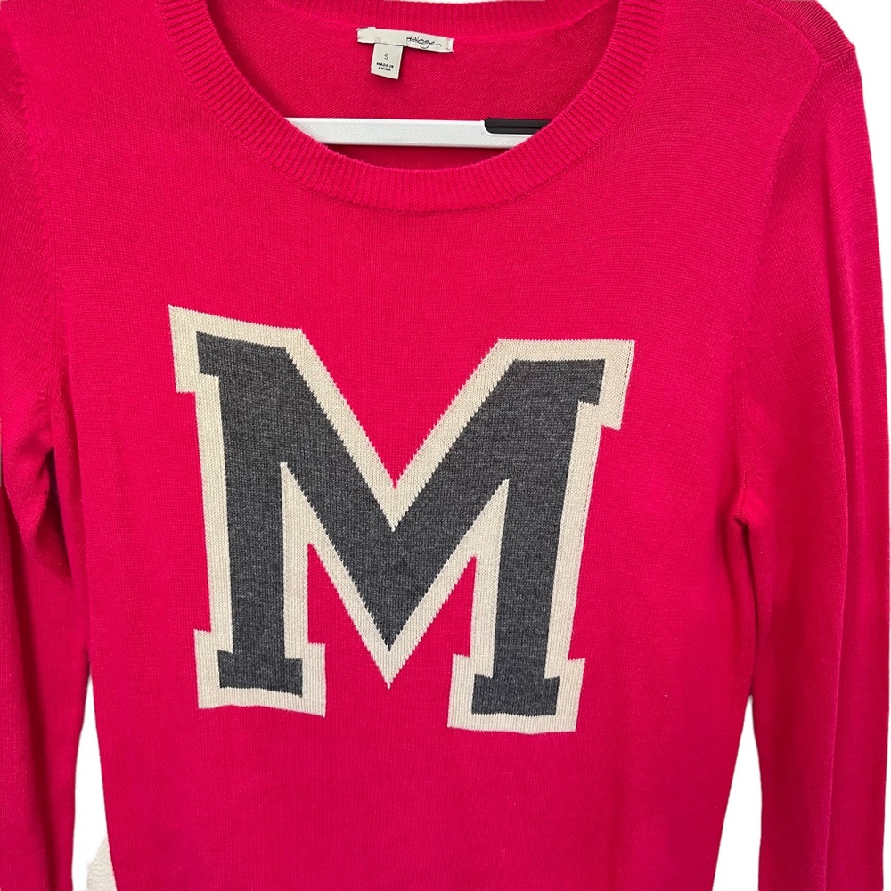 Halogen Collegiate Crew Neck Monogram Sweater - image 4